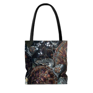 Baby Green Turtle Hatchlings on all over print beach tote bag