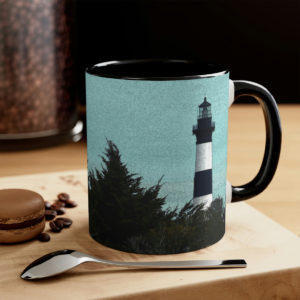 Bodie Island Lighthouse OBX Mug in black