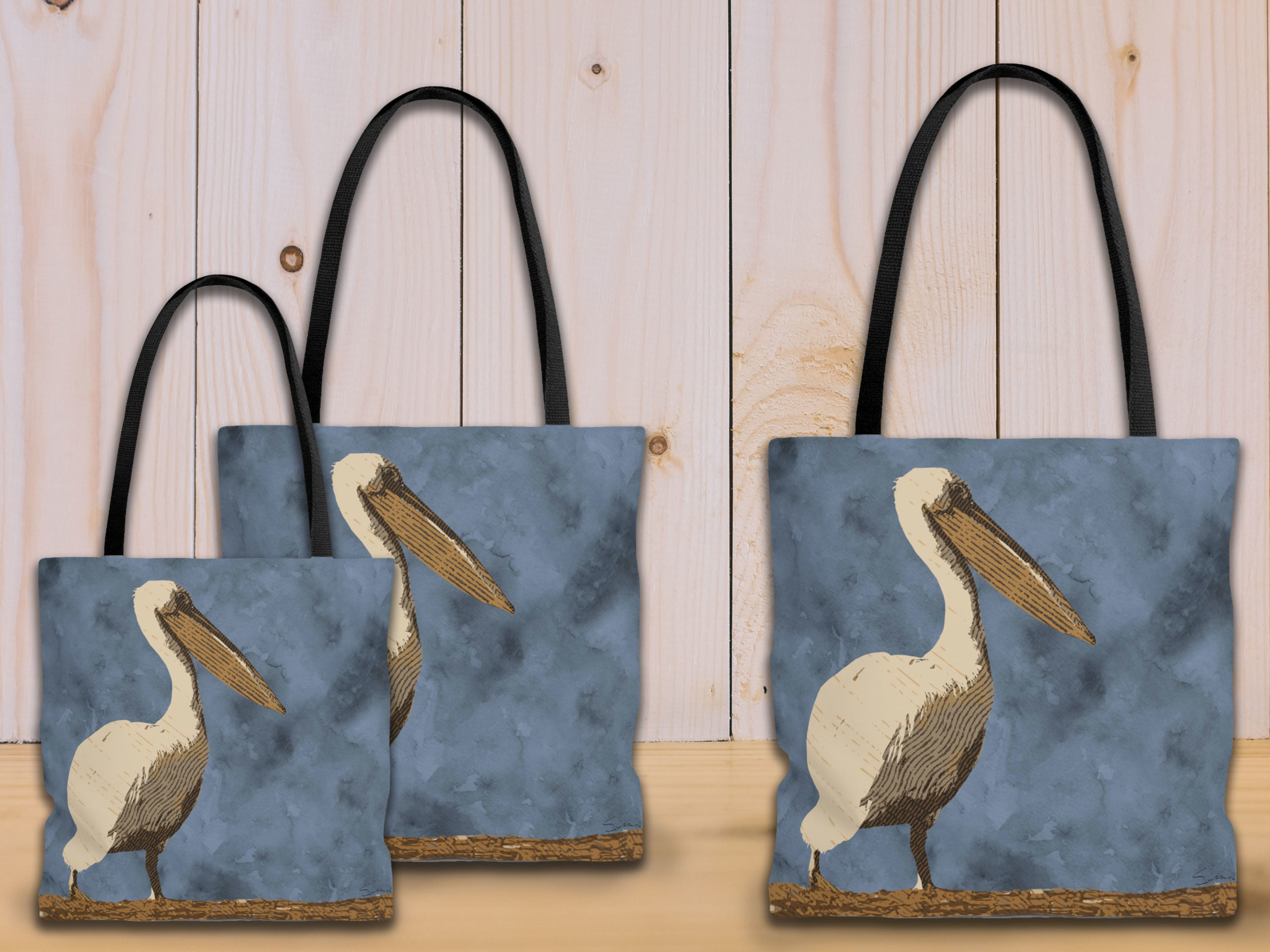 Pelican Tote Bag Retro Beach Vibe