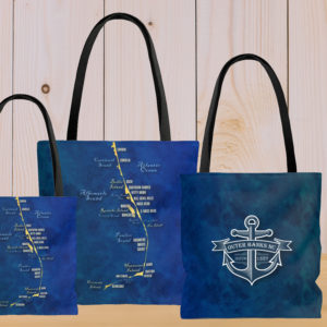 Nautical Illustrated Outer Banks Map Tote Bag