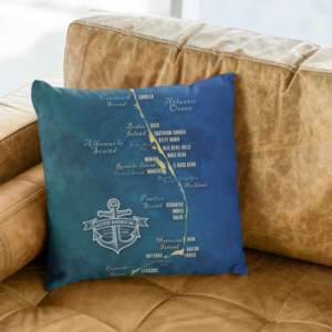 Outer Banks Map Pillow Coastal Home Decor