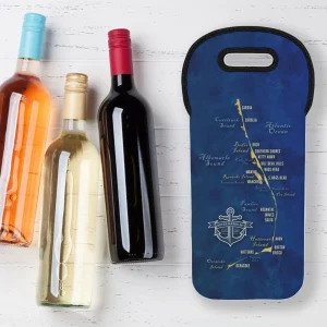 Outer Banks Map Insulated Wine Tote Bag