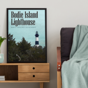 Bodie Island Outer Banks NC Retro Travel Print