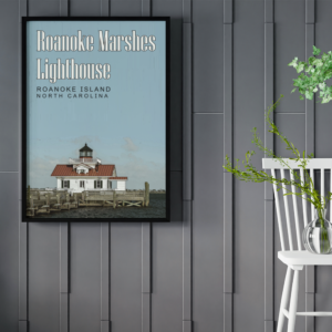 roanoke marshes lighthouse outer banks travel poster